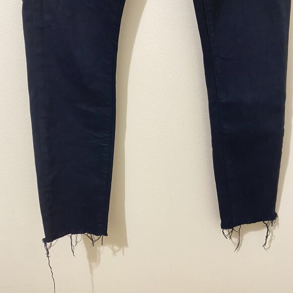 Paige Black Skinny Cropped Jeans Raw Hem Size 26 - Picture 2 of 9